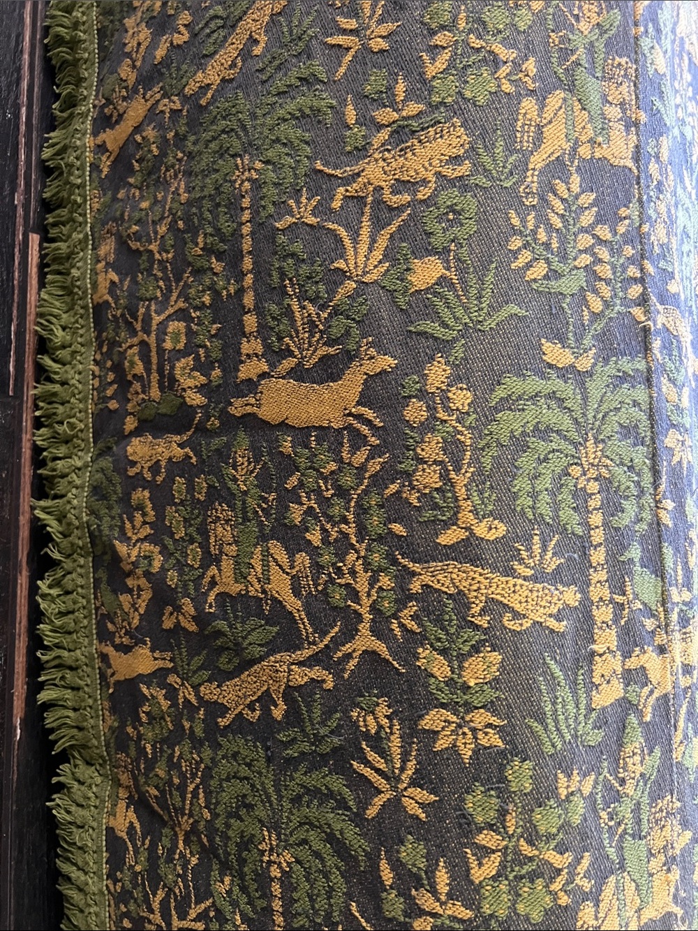 VTG Fieldcrest Green and Gold Woven Jacquard Fabric